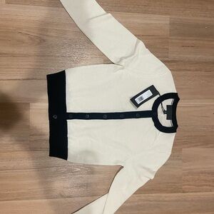 Nili Lotan Ivory and Black Meadow Cardigan